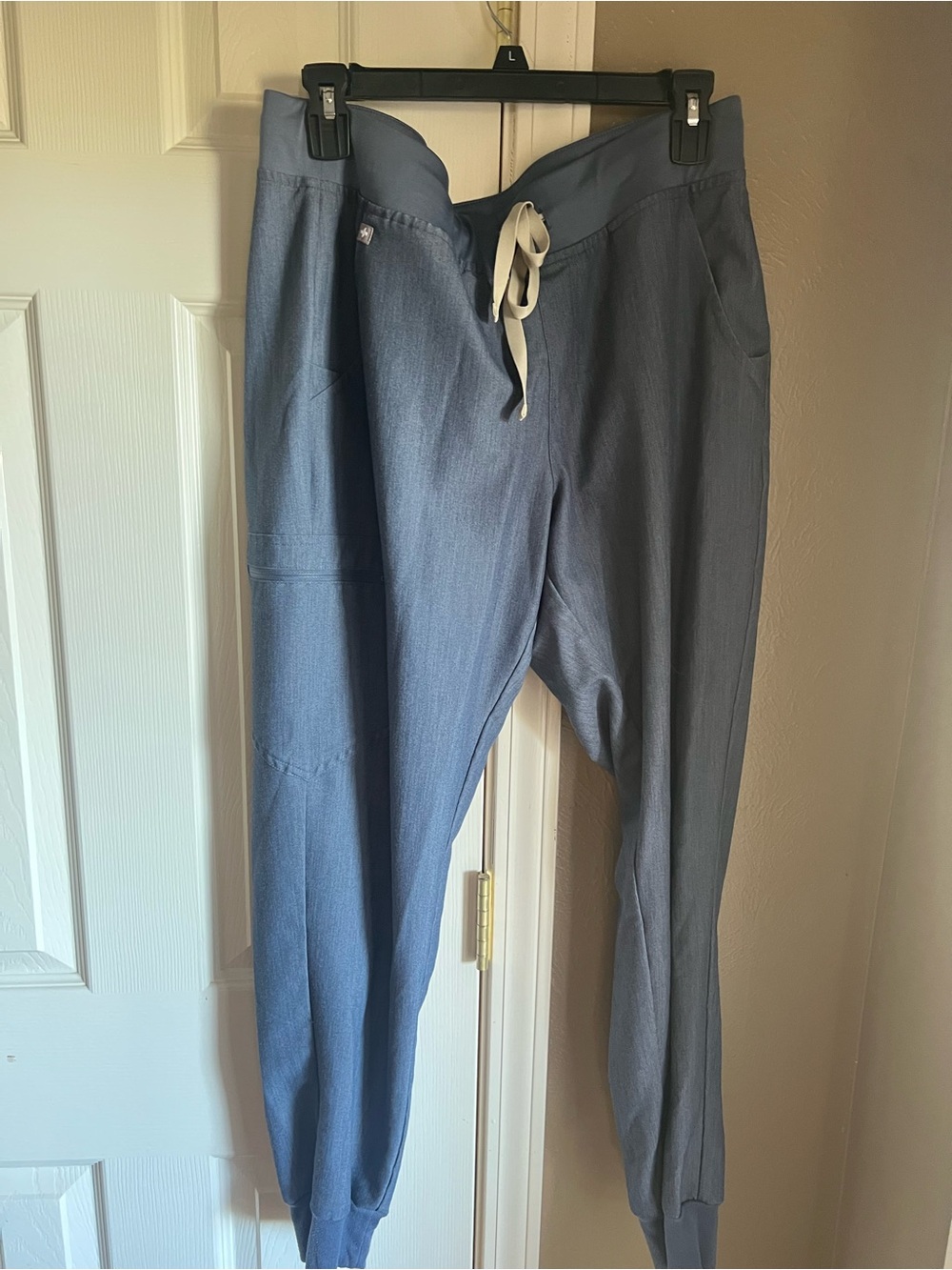Figs Blue /gray Heather denium Zamora Jogger with Drawstring